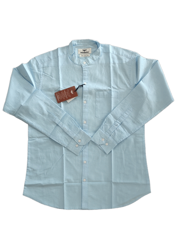 Cotton shirt plain, Chinese collar